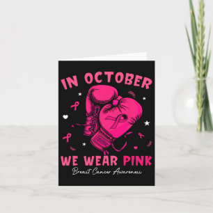 In October We Wear Pink Boxing Glove Breast Cancer Card