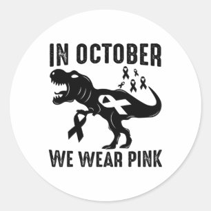In October We Wear Pink Breast Cancer Awareness Di Classic Round Sticker