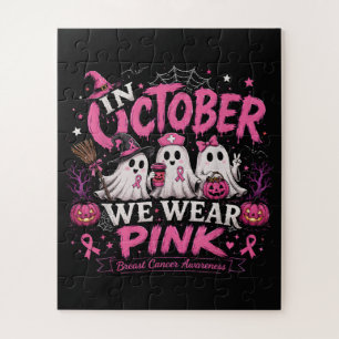 in October We Wear Pink Breast Cancer Awareness Jigsaw Puzzle