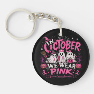 in October We Wear Pink Breast Cancer Awareness Key Ring