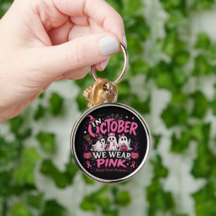 in October We Wear Pink Breast Cancer Awareness Key Ring