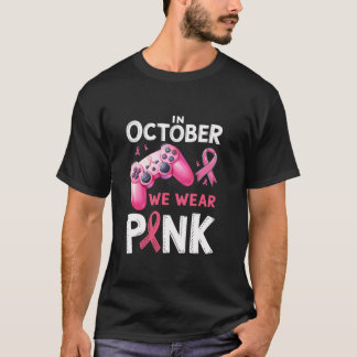 In October We Wear Pink Breast Cancer Gaming Kids T-Shirt
