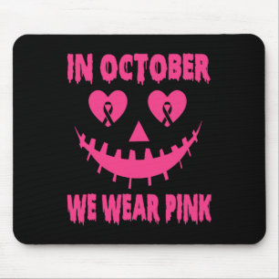 In October We Wear Pink Breast Cancer Halloween Pu Mouse Pad