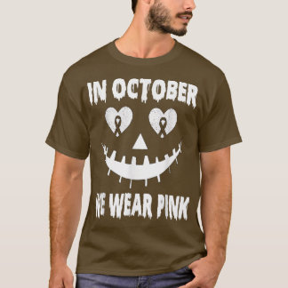 In October We Wear Pink Breast Cancer Jackolantern T-Shirt