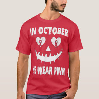 In October We Wear Pink Breast Cancer Jackolantern T-Shirt