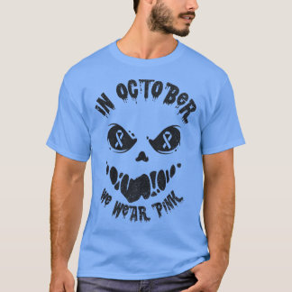 In October We Wear Pink Breast Cancer Jackolantern T-Shirt