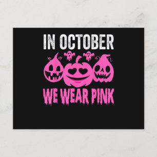 In October We Wear Pink Breast Cancer Pumpkin Hall Enclosure Card