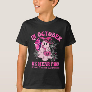 In October We Wear Pink Breast Cancer Women Ghost T-Shirt