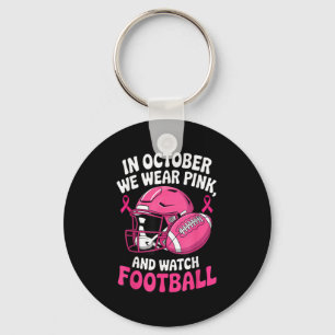 In October We Wear Pink Breast Football Cancer Awa Key Ring
