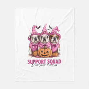 In October We Wear Pink Bulldog Halloween Breast C Fleece Blanket