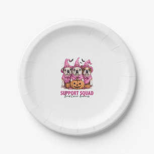 In October We Wear Pink Bulldog Halloween Breast C Paper Plate