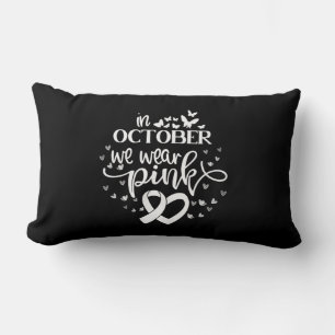 In October We Wear Pink Butterflies Breast Cancer  Lumbar Cushion