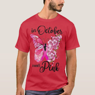In October We Wear Pink Butterfly Breast Cancer Aw T-Shirt