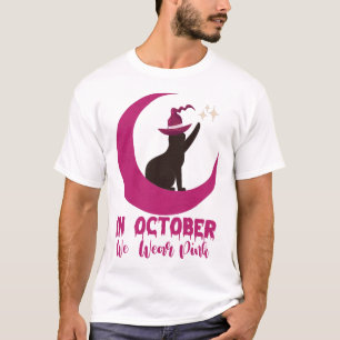 In October We Wear Pink Cat Breast Cancer Awarenes T-Shirt
