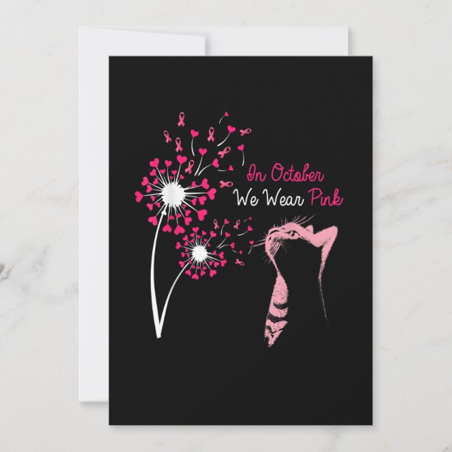 In October We Wear Pink Cat Halloween Warriors Bre Save The Date (Front)