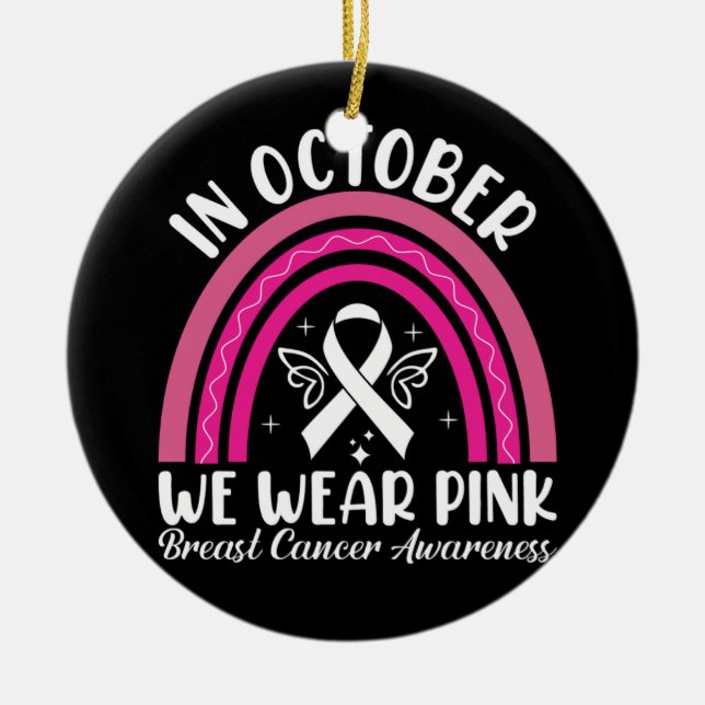 In october we wear pink ceramic tree decoration (Front)