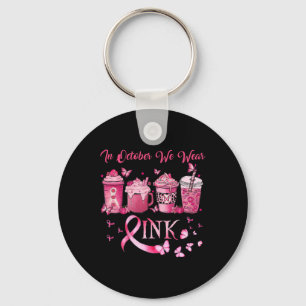 In October We Wear Pink Coffee Eye Latte Fall Autu Key Ring