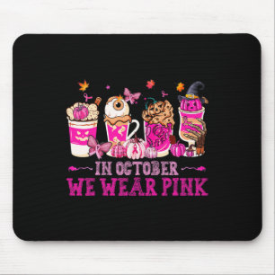 In October We Wear Pink Coffee Eye Latte Fall Autu Mouse Pad