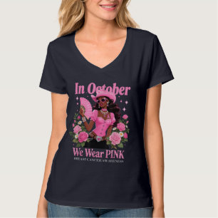 in October We Wear Pink Cowgirl Awareness Art T-Shirt