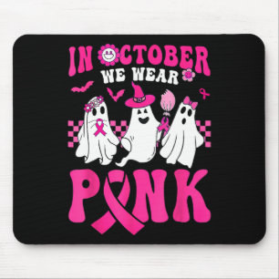 In October We Wear Pink Cute Ghost Breast Cancer H Mouse Pad