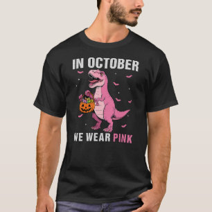 In October We Wear Pink Dinosaur Boys Kids Breast T-Shirt