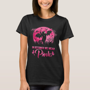 In October We Wear Pink Fun Cat Halloween Breast C T-Shirt