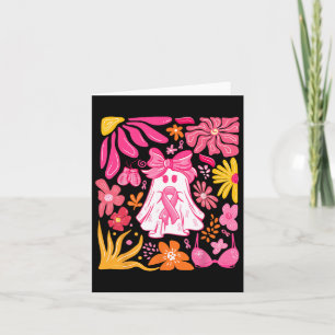 In October We Wear Pink Ghost Floral Breast Cancer Card