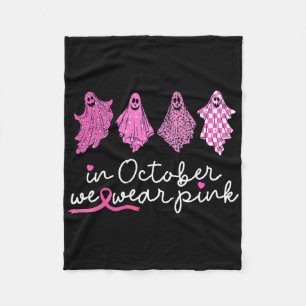 In October We Wear Pink Ghost Halloween Breast Can Fleece Blanket