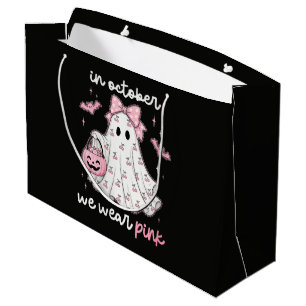 in October We Wear Pink Ghost Halloween Large Gift Bag