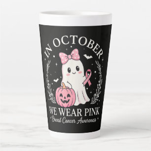 In October We Wear Pink Ghost Halloween Latte Mug