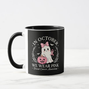In October We Wear Pink Ghost Halloween Mug