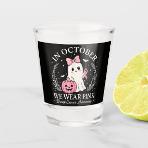 In October We Wear Pink Ghost Halloween Shot Glass