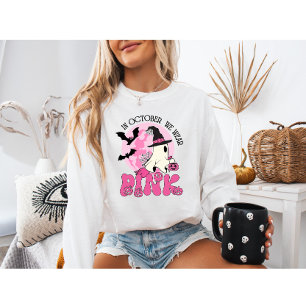 In October we Wear Pink Ghost Halloween Sweatshirt