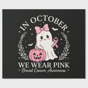 In October We Wear Pink Ghost Halloween Wrapping Paper