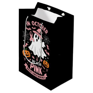 In October We Wear Pink Ghost Witch Breast Cancer Medium Gift Bag