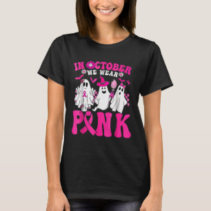 In October We Wear Pink Ghost Witch Breast Cancer T-Shirt