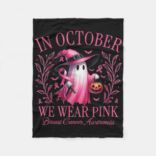 In October We Wear Pink Ghosts Breast Cancer Aware Fleece Blanket