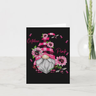 In October We Wear Pink Gnome Breast Cancer Awaren Card