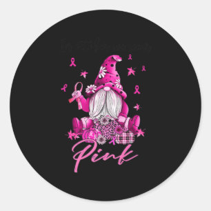 In October We Wear Pink Gnomes Breast Cancer Aware Classic Round Sticker