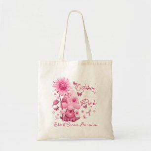In October We Wear Pink Gnomes Gnome Breast Cancer Tote Bag