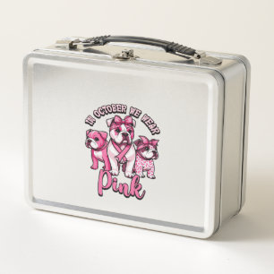 In October We Wear Pink � Halloween Cute Dogs Brea Metal Lunch Box