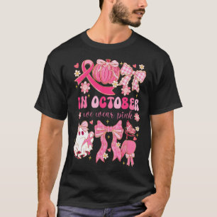 In October We Wear Pink Halloween Preppy Ghost Bre T-Shirt