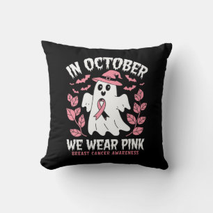 In October We Wear Pink Halloween Witch Cushion