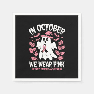 In October We Wear Pink Halloween Witch  Napkin