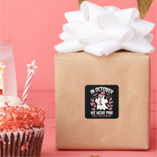 In October We Wear Pink Halloween Witch  Square Sticker