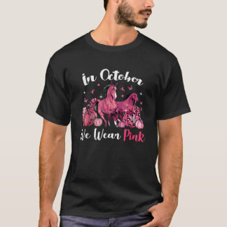 In October We Wear Pink Horse Pumpkin Leopard Brea T-Shirt