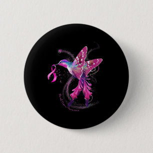 In October We Wear Pink Hummingbird Breast Cancer 6 Cm Round Badge