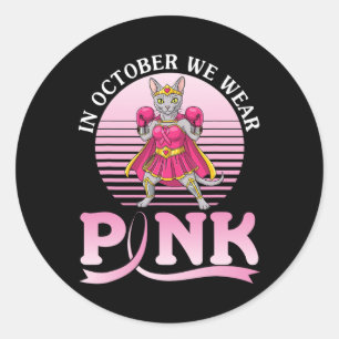 In October We Wear Pink Laperm Cat Warrior For Awa Classic Round Sticker