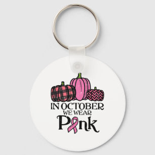 In October We Wear Pink Leopard Breast Cancer Awar Key Ring