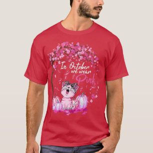 In October We Wear Pink Leopard Cat Breast Cancer  T-Shirt